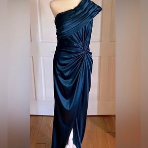 Adrianna Papell formal blue one shoulder gown